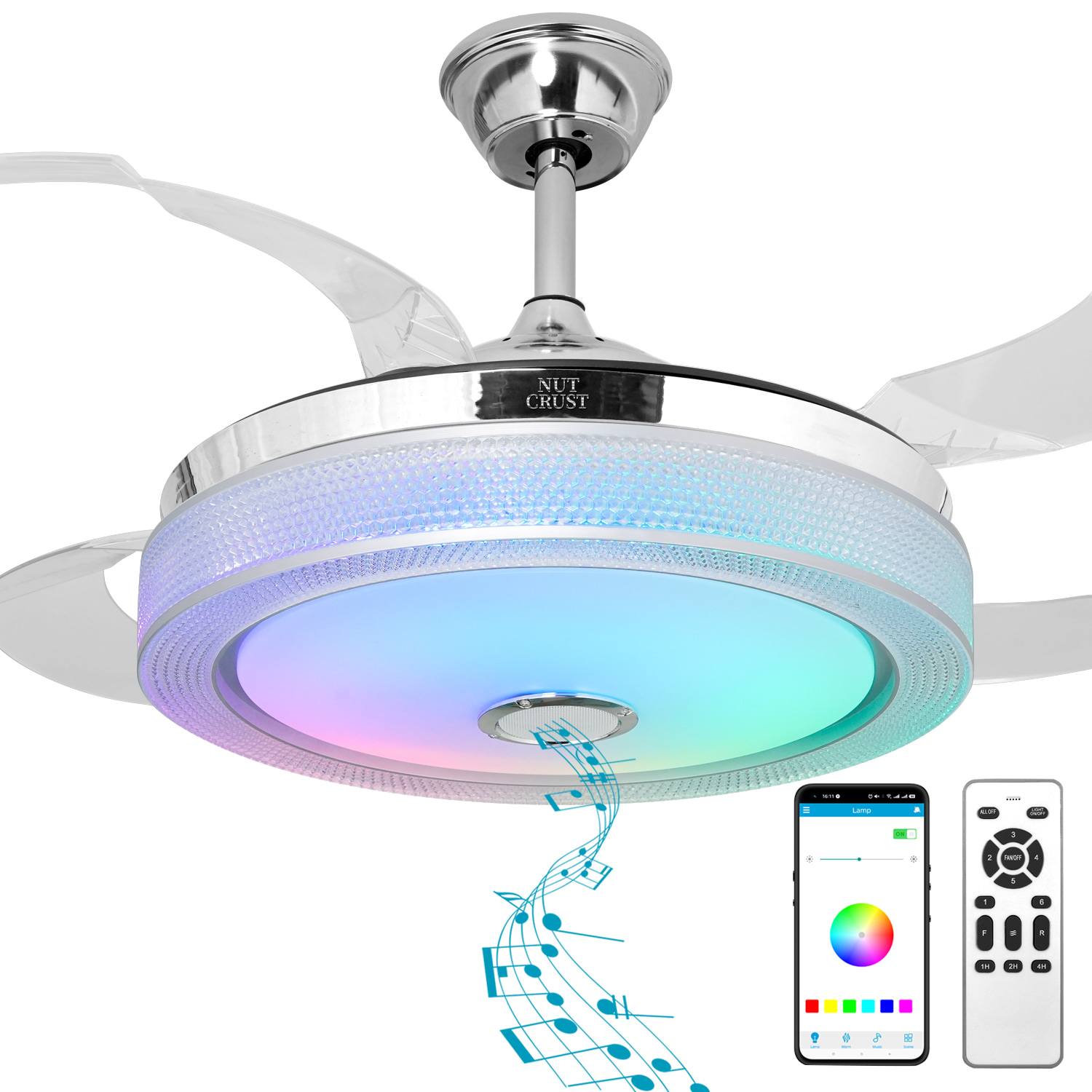 NUTCRUST Bluetooth Ceiling Fan with Light