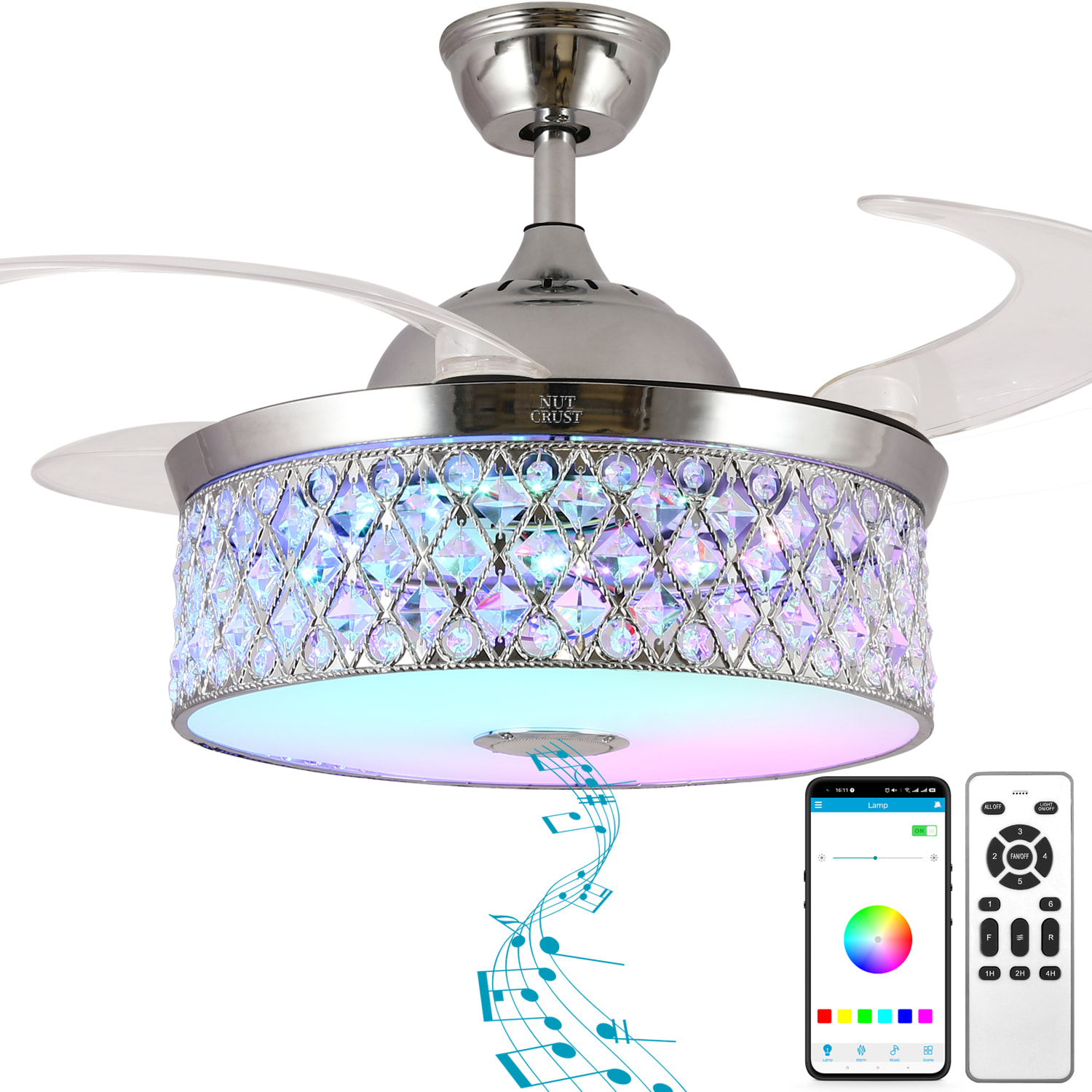 NUTCRUST Bluetooth Ceiling Fan with Light