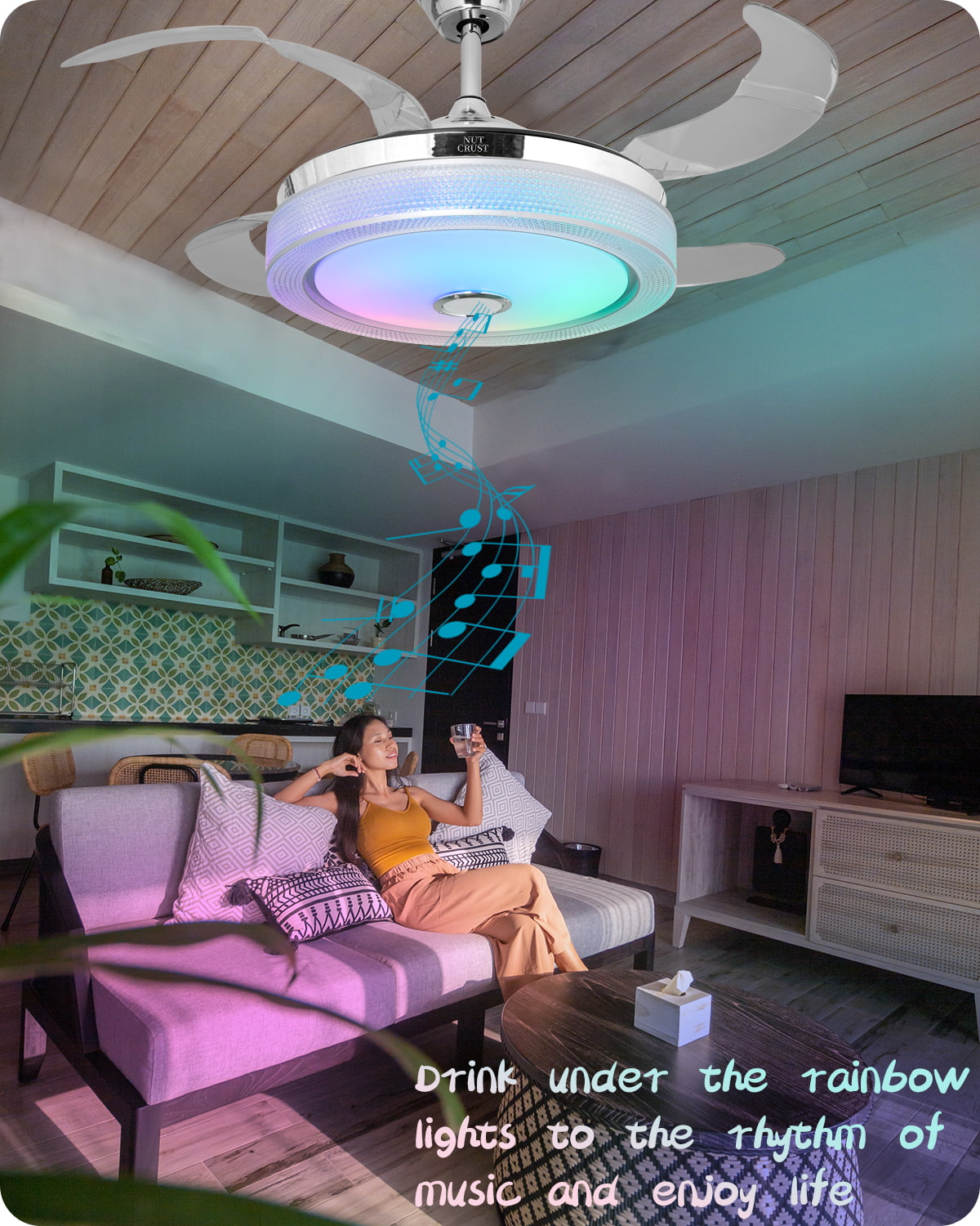NUTCRUST Bluetooth Ceiling Fan with Light - Image 2