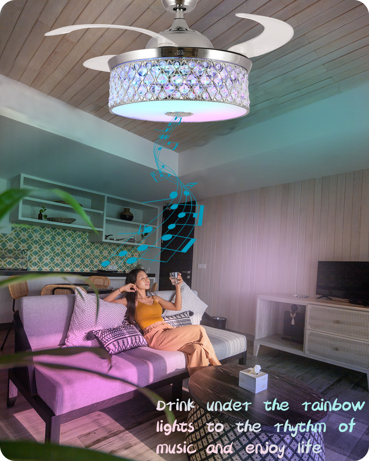 NUTCRUST Bluetooth Ceiling Fan with Light - Image 3