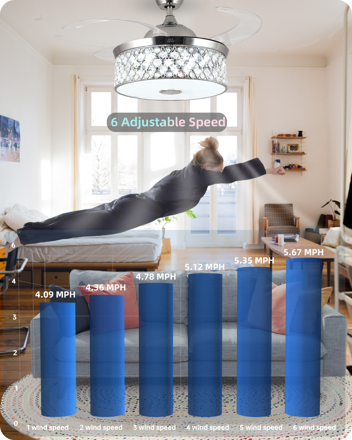 NUTCRUST Bluetooth Ceiling Fan with Light - Image 2