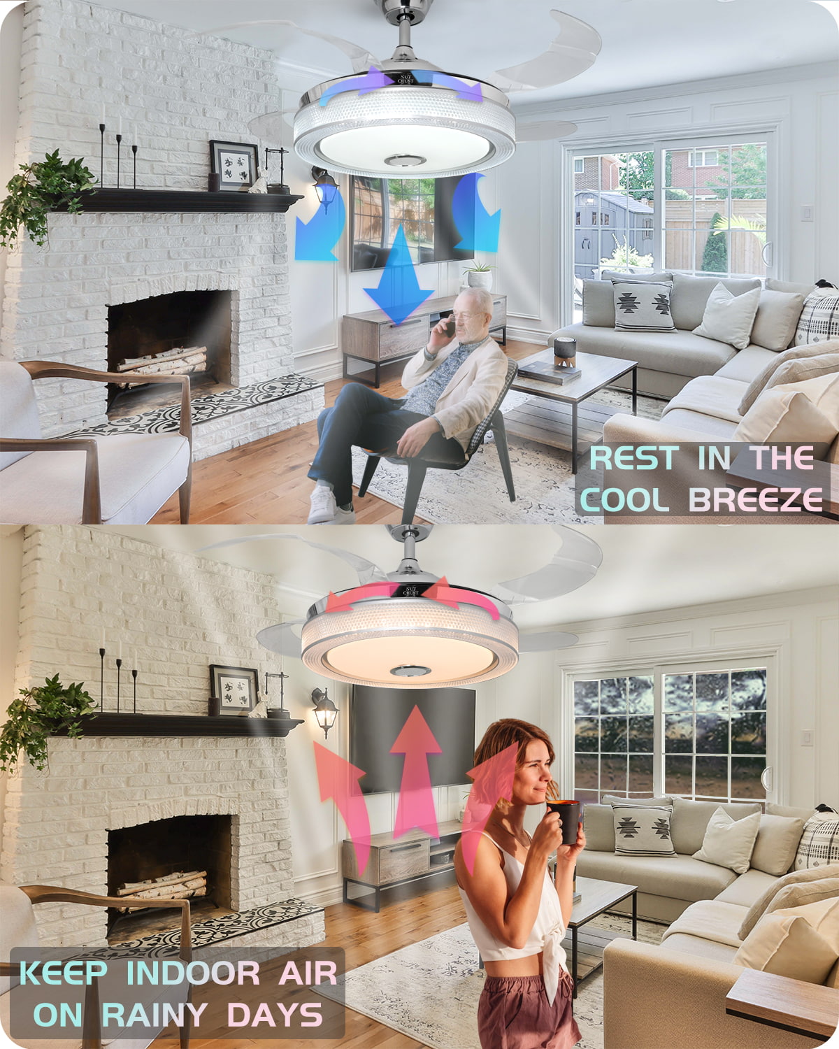NUTCRUST Bluetooth Ceiling Fan with Light - Image 4