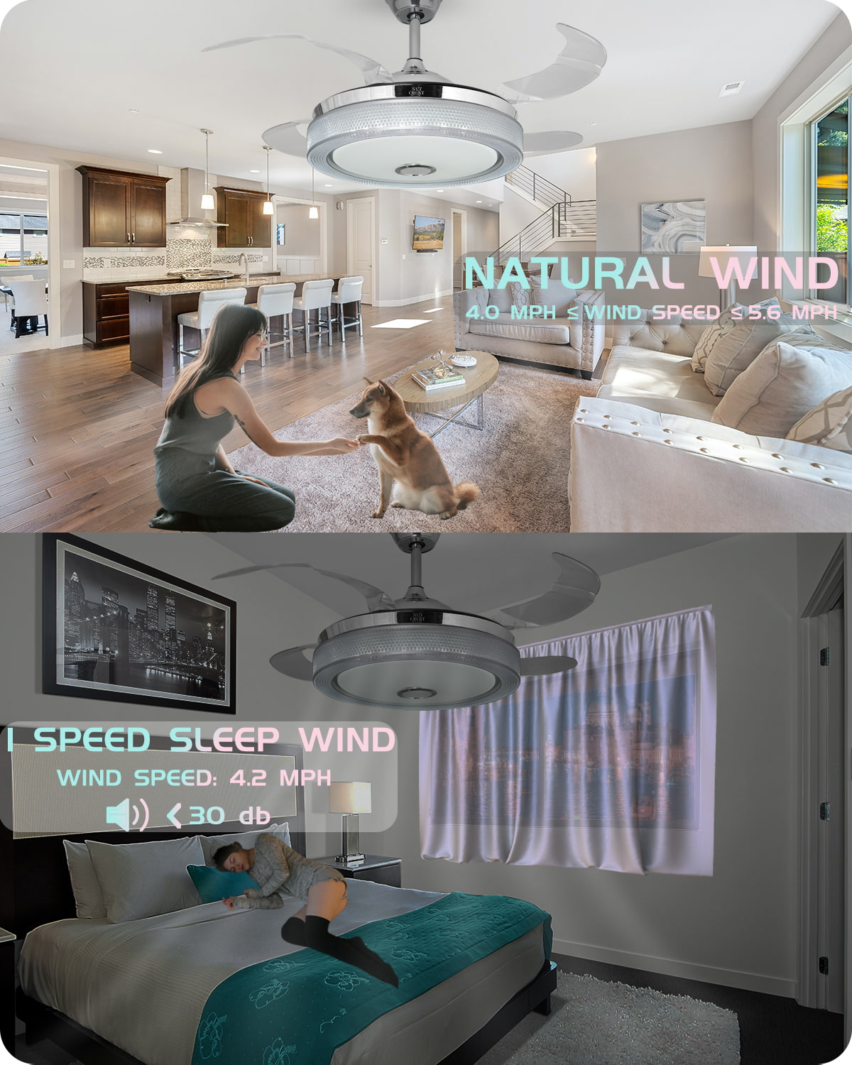 NUTCRUST Bluetooth Ceiling Fan with Light - Image 5