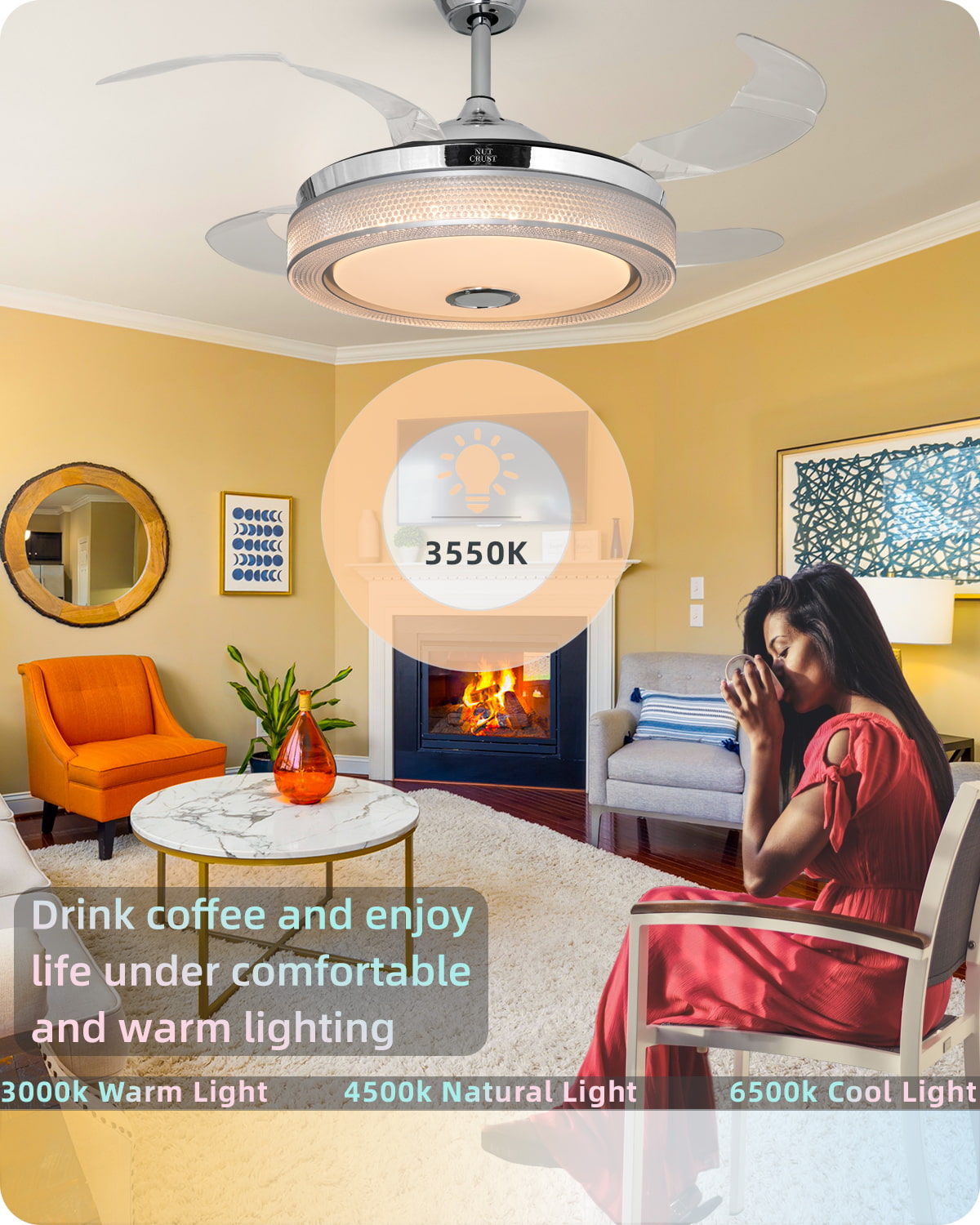 NUTCRUST Bluetooth Ceiling Fan with Light - Image 6